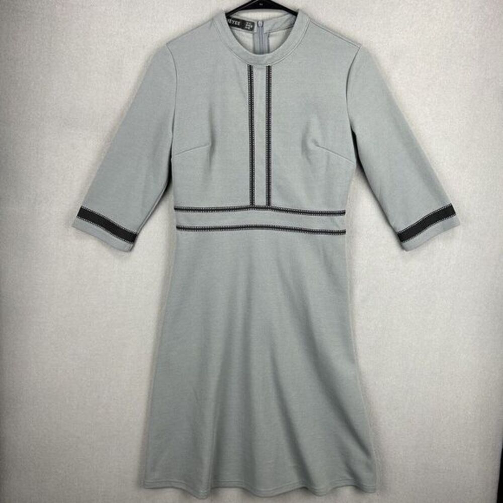Homeyee Womens Dress 6 Gray Classic‎ 3/4 Sleeve 40s 50s Gothic Emo Textured
